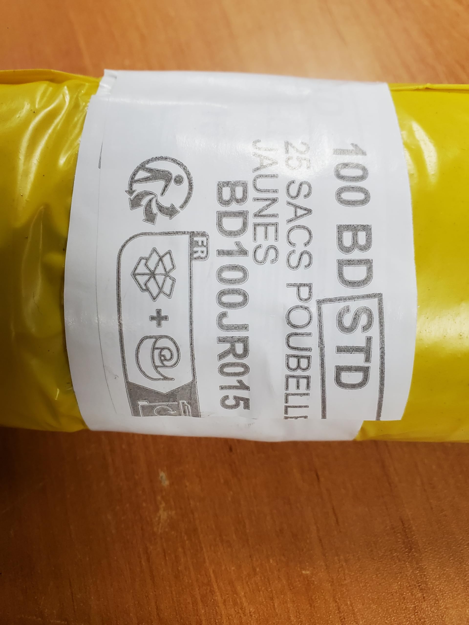 Bolsa de basura amarilla de 110 litros, clasificación selectiva | Lote de 50 bolsas de baja densidad 30 micras (30µ) | Papeleras de cartón - Periódicos - Botella de plástico - Embalaje de metal |