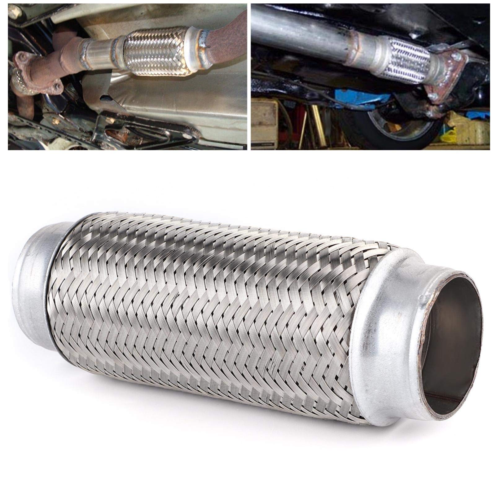 Tubo flessibile di scarico, tubo flessibile di scarico universale in acciaio inossidabile Tubo flessibile per giunti Accessori per riparazioni auto Argento(51MM*200MM)