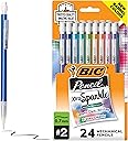 BIC Xtra-Sparkle Number 2 Mechanical Pencils With Erasers, Medium Point (0.7mm), 24-Count Pack, Mechanical Pencils for School Supplies