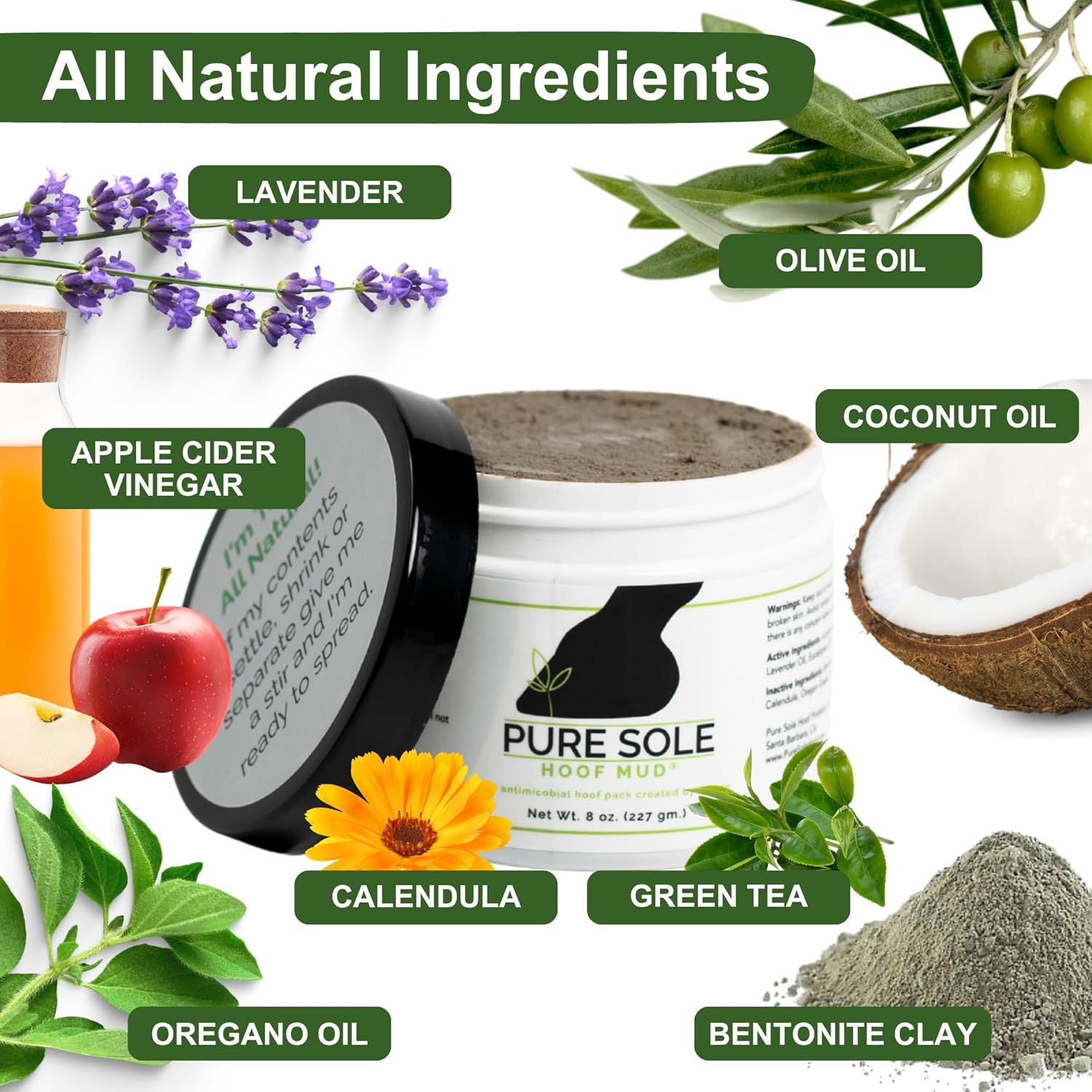 Hoof Clay for Horses | Pure Sole Hoof Mud | for Horses with Thrush-Prone Hooves, Deep Sulcus Cracks & White Line Issues | Thick Creamy Hoof Clay for Wet, Muddy Conditions, 8 oz