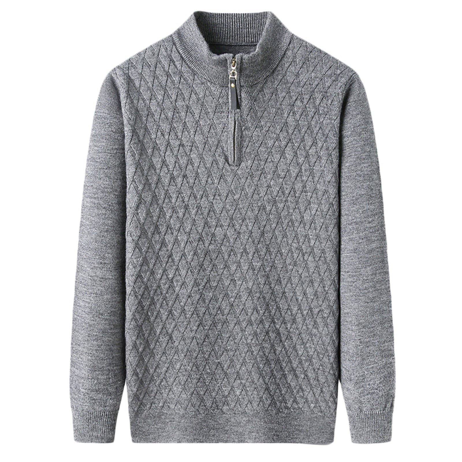 Generisch Jersey para hombre suave para el tiempo libre, jersey de punto de invierno, cálido, manga larga, corte regular, suéter de trabajo, sudadera de manga larga, monocolor, jacquard, para el