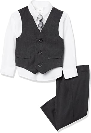 Van Heusen Baby-Boys 4-Piece Formal Dress Up Vest Set, Vest, Pants, Collared Dress Shirt, and Tie