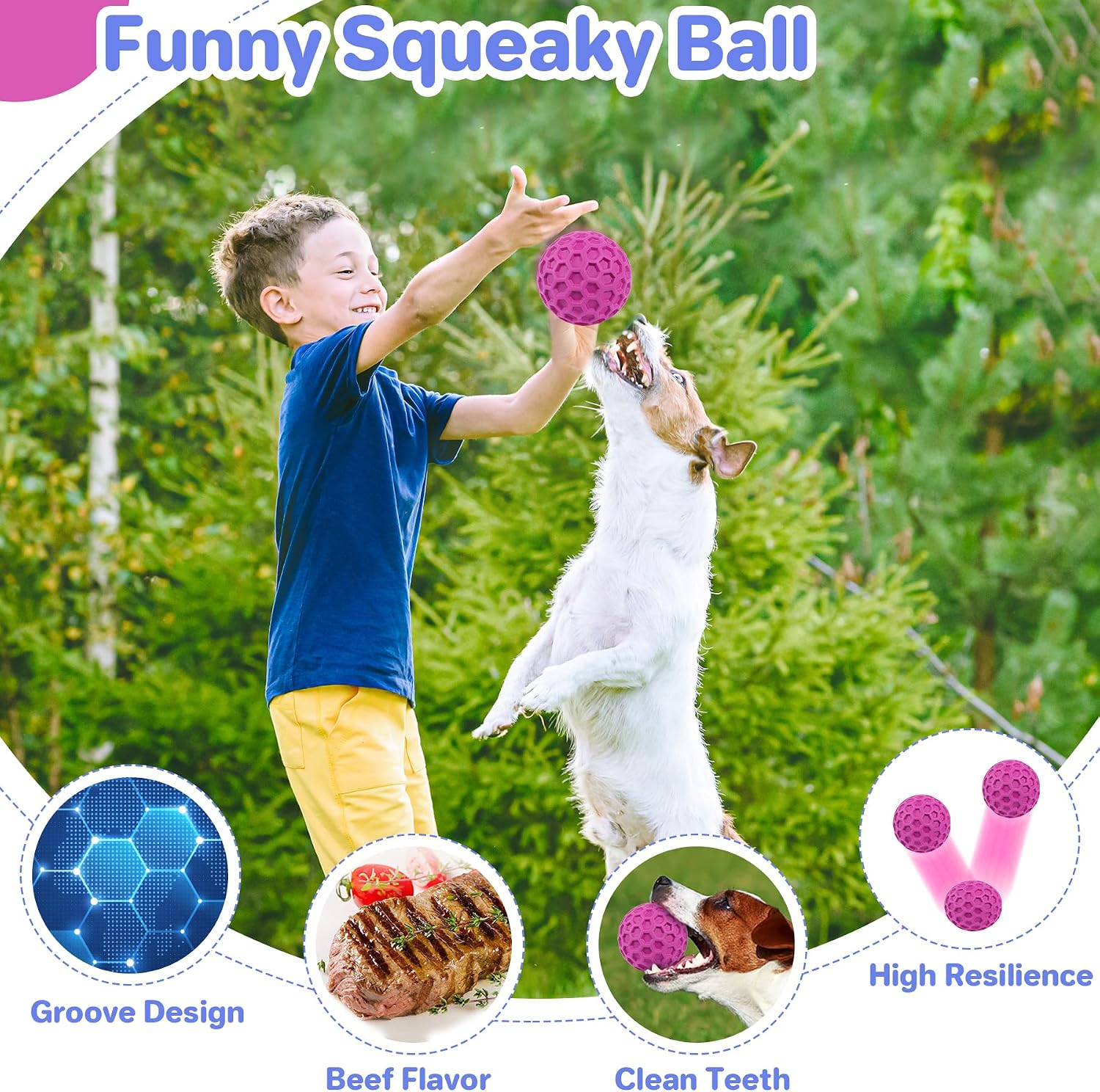 DISSKNIC Indestructible Squeaky Dog Balls, Dog Toys for Aggressive Chewers Large Breed for Relieving Anxiety, Tough Dog Chew Toys Balls for Aggressive Chewers, Outdoor Squeaky Cognitive Dog Toys