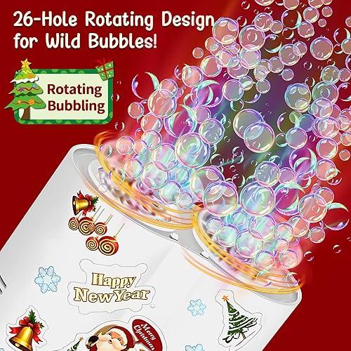 Miniatura 2 de Máquina de burbujas de fuegos artificiales de juguete para niños, máquina automática de burbujas con luces y música, máquina de burbujas eléctrica