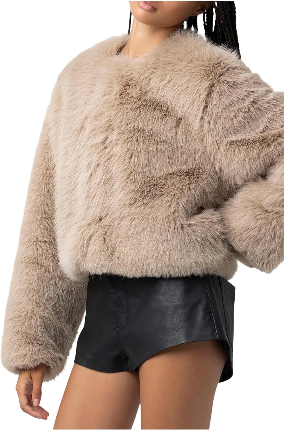 [BLANKNYC] womens Prime Asset Faux Fur Collarless Jacket - Image 2