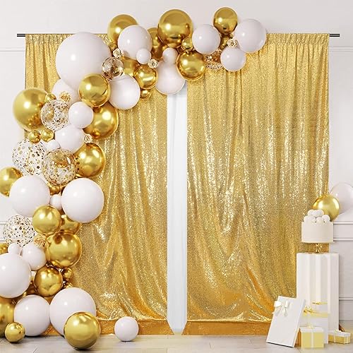 Miniatura 4 de SquarePie Cortina de fondo de lentejuelas color rojo, 2 x 8 pies, 2 piezas de satén con parte trasera brillante para bodas, fiestas