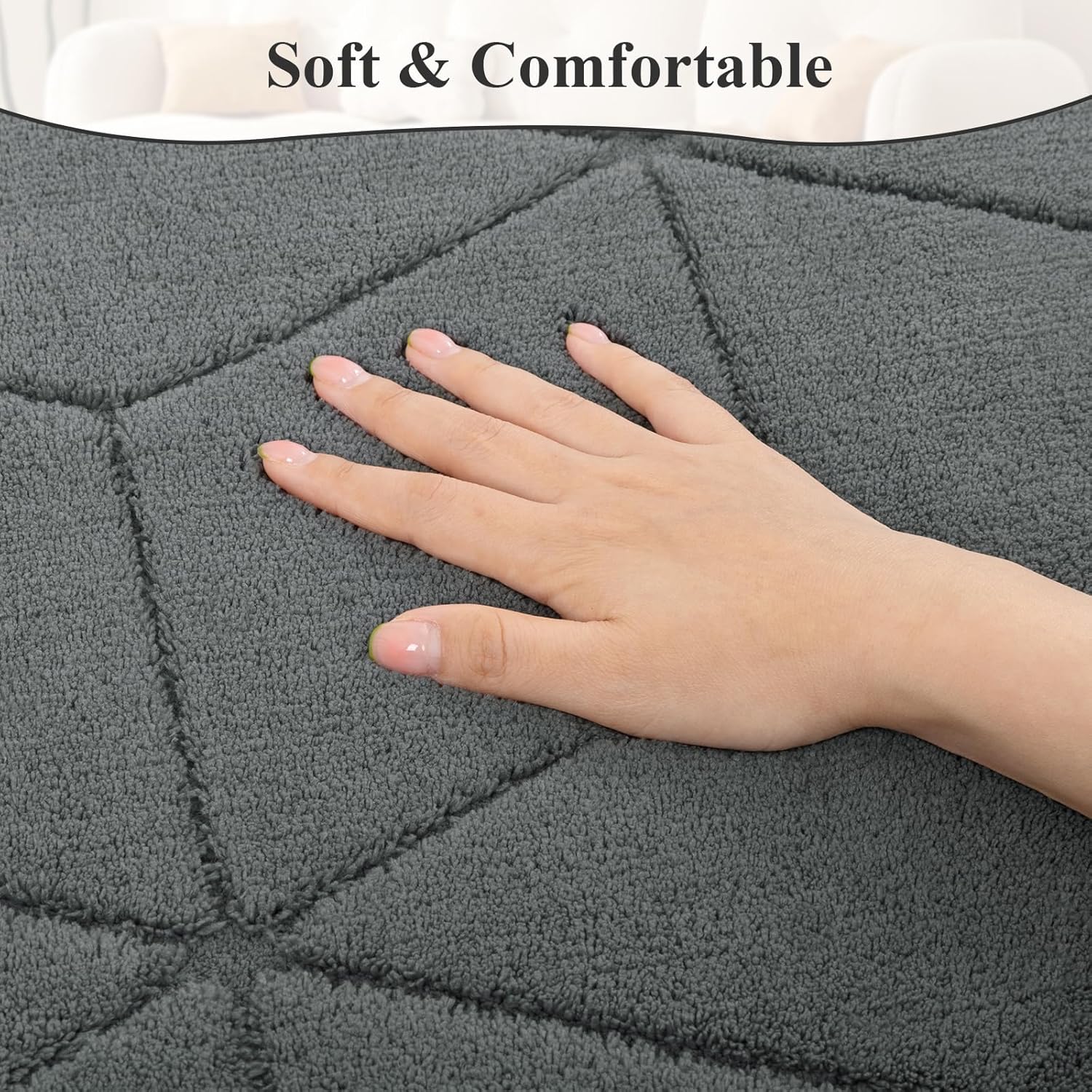 SHACOS 8x10 ft Soft Fluffy Modern Geometric Area Rugs, Non Slip Washable High Low Pile Rug Carpets for Living Room Bedroom Dining Room Kids Rooms, Grey