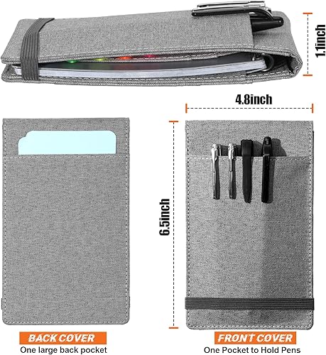 Miniatura 9 de Funda para cuaderno Rocketbook de tamaño mini compatible con notas de campo superior en espiral de 3.5 x 5.5 pulgadas, tela impermeable, organizador