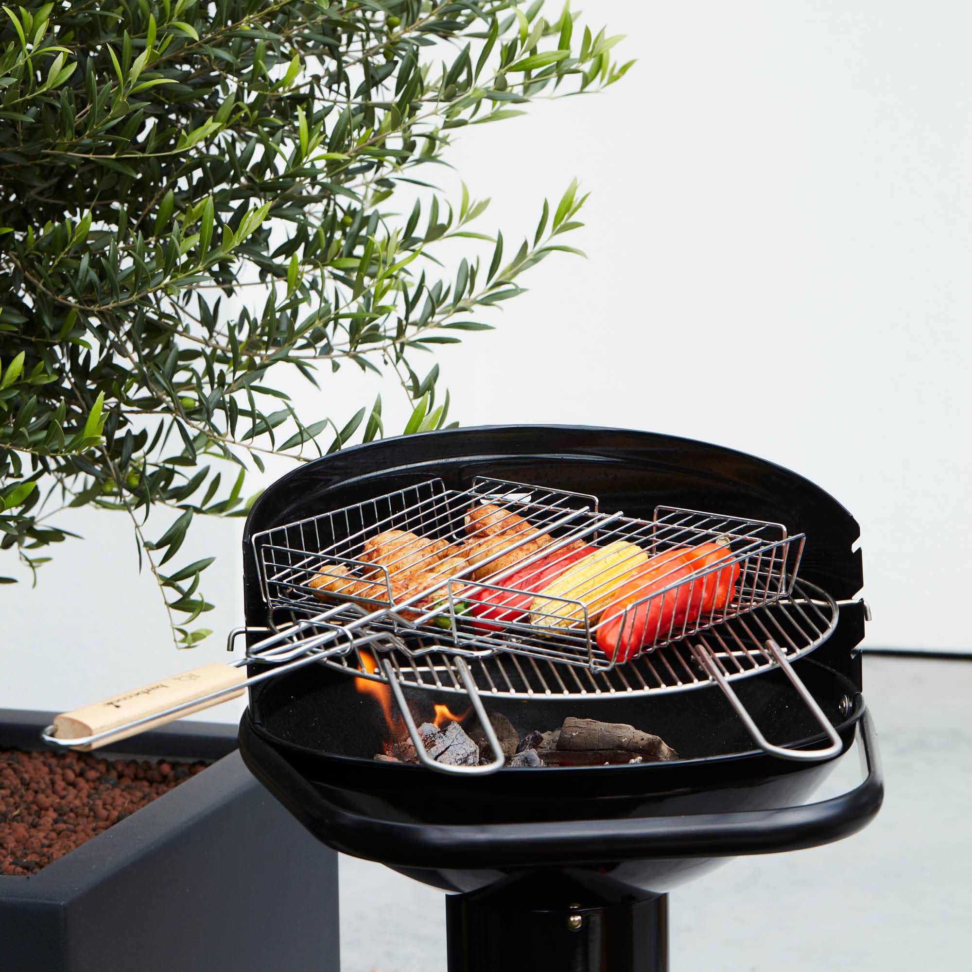 Barbecook Cestello a Doppia Griglia FSC, Accessori Barbecue, Utensile per Barbecue, Griglia Barbecue per Carne e Verdure, Facile da Pulire, Argento