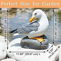 Vista 3 de Escultura real de gaviota al aire libre, estatua divertida de pájaro de jardín, estatua de playa, adornos de aves marinas de resina, decoración