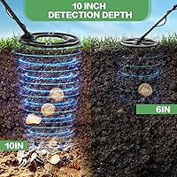 Vista 2 de Detector de metales para adultos y niños, de alta precisión, impermeable, con pantalla LCD y pinpoint, rango de detección de 10 pulgadas, perfecto
