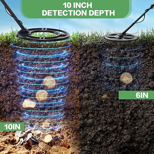Miniatura 2 de Detector de metales para adultos y niños, de alta precisión, impermeable, con pantalla LCD y pinpoint, rango de detección de 10 pulgadas, perfecto