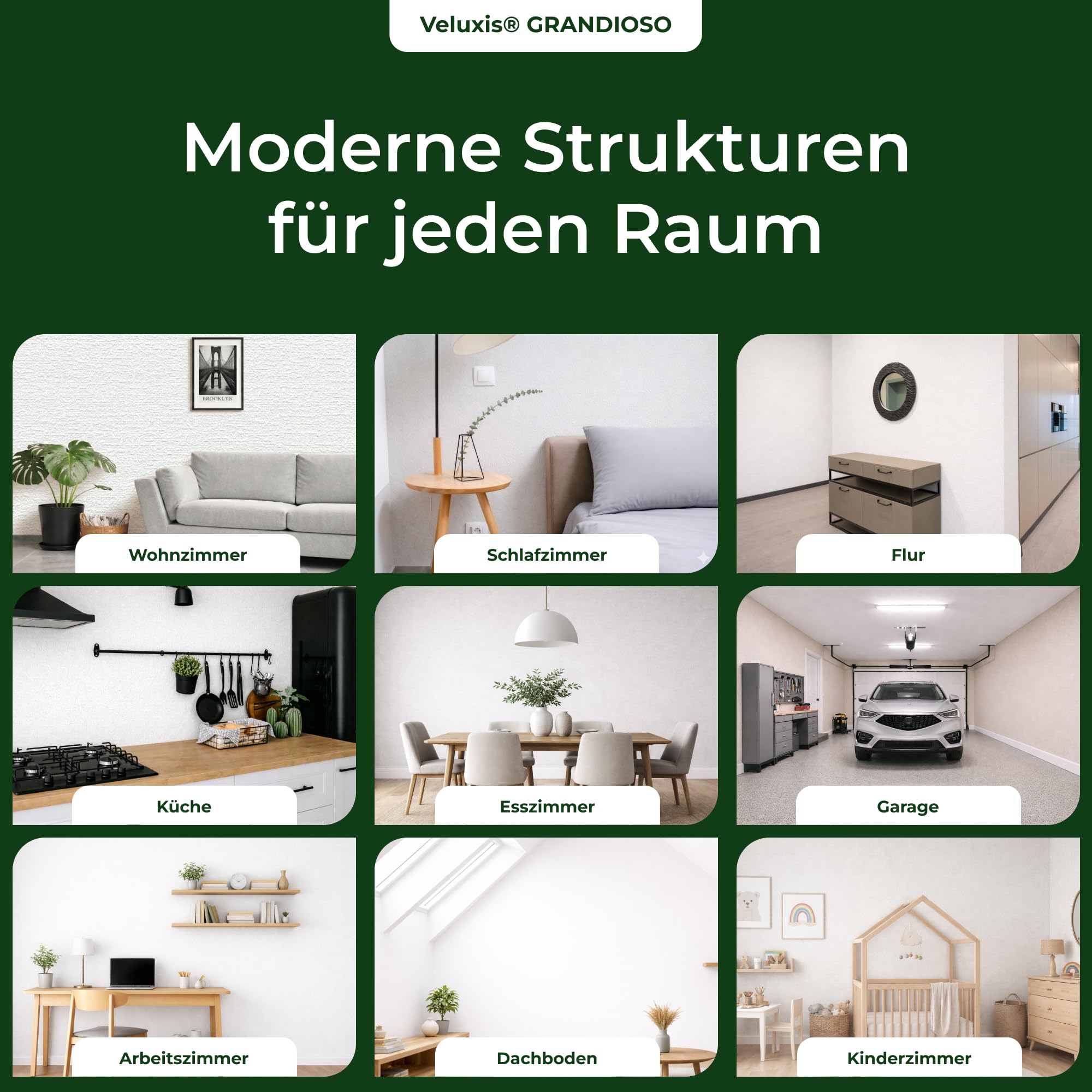 Raufasertapete Papiertapete – GRANDIOSO Strukturtapete Raufaserstruktur, XXL 15,00 m x 0,53 m, überstreichbar, atmungsaktiv, Made in Germany