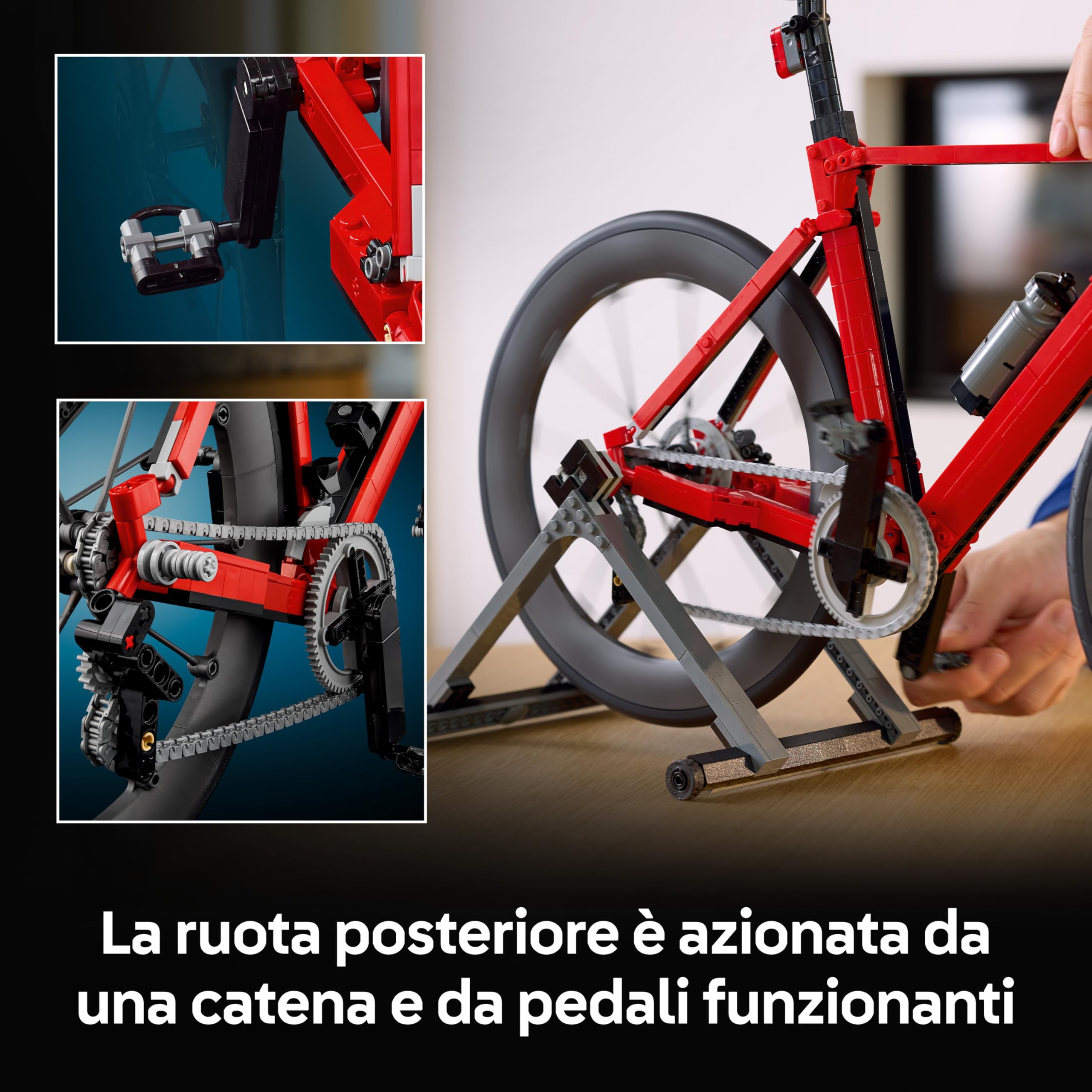 LEGO Icons Bici da Corsa - Kit Modellismo Fai da Te per Adulti - con Pneumatici in Gomma, Deragliatore e Supporto - Decorazione da Scrivania - Idea Regalo Sportiva per Appassionati di Ciclismo - 11380