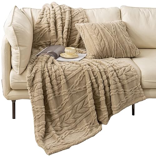 Sherpa Throw Blanket - Tan 50"x65"