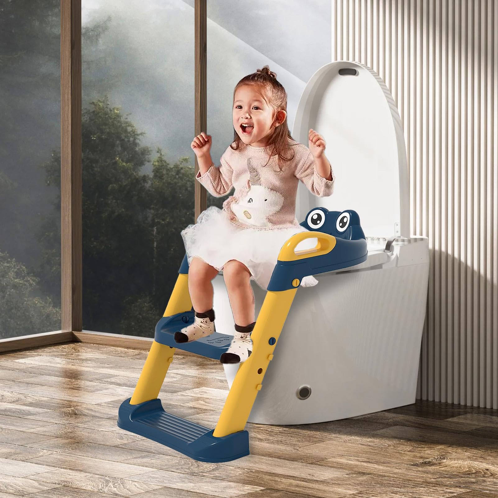 Seggiolino per addestramento al vasino con gradino | Sedile per WC per | bambini Sedia per addestramento al vasino antiscivolo | Sedile per WC sicuro portatile per bambini piccoli