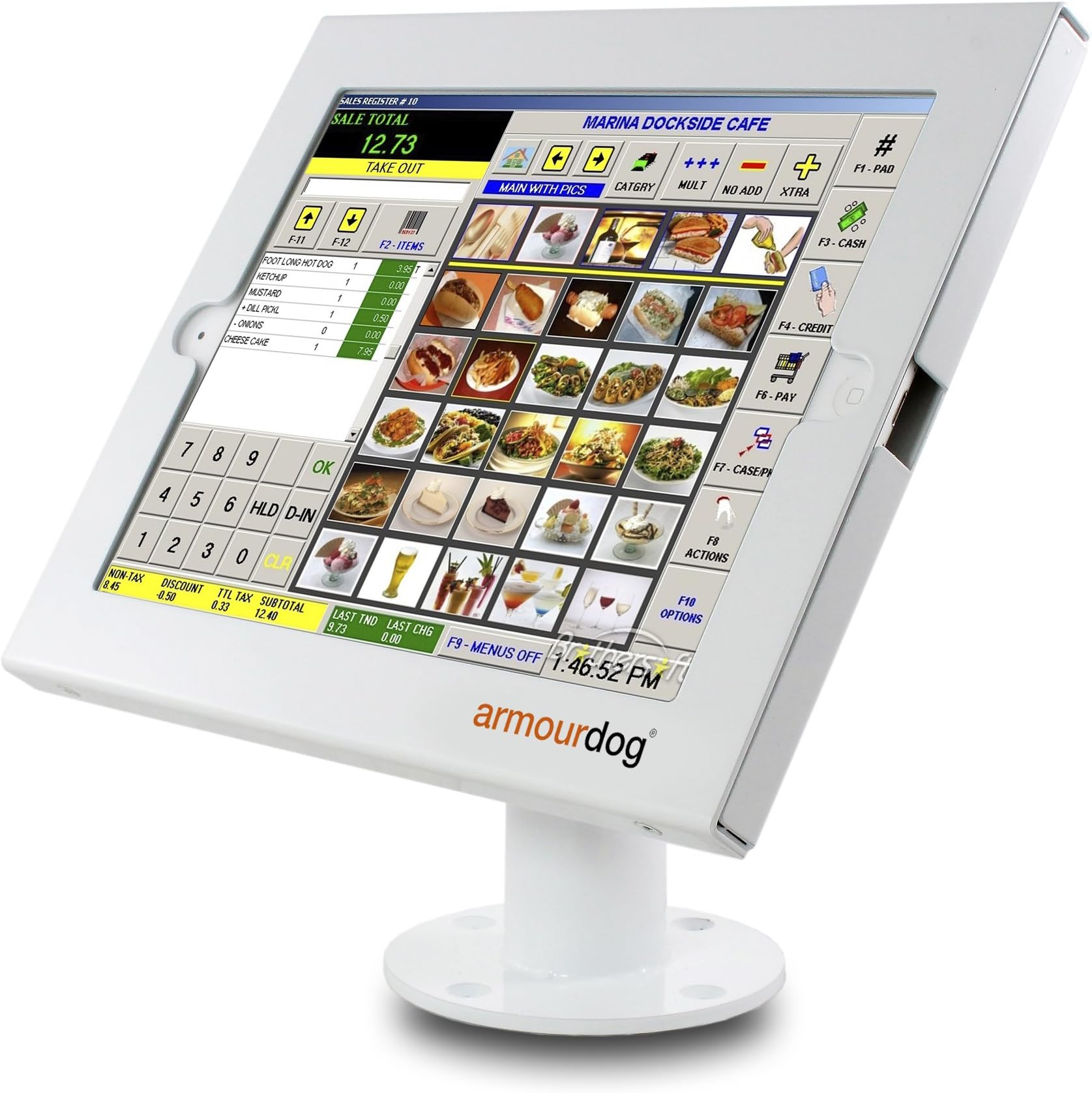 armourdog® secure tablet POS kiosk with swivel mount for iPad Pro 12.9" in white