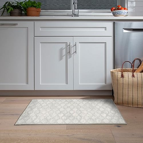 Miniatura 2 de GelPro NeverMove - Alfombra de cocina de celosía envejecida lavable a máquina, 24 x 76 pulgadas y 24 x 34 pulgadas, gris