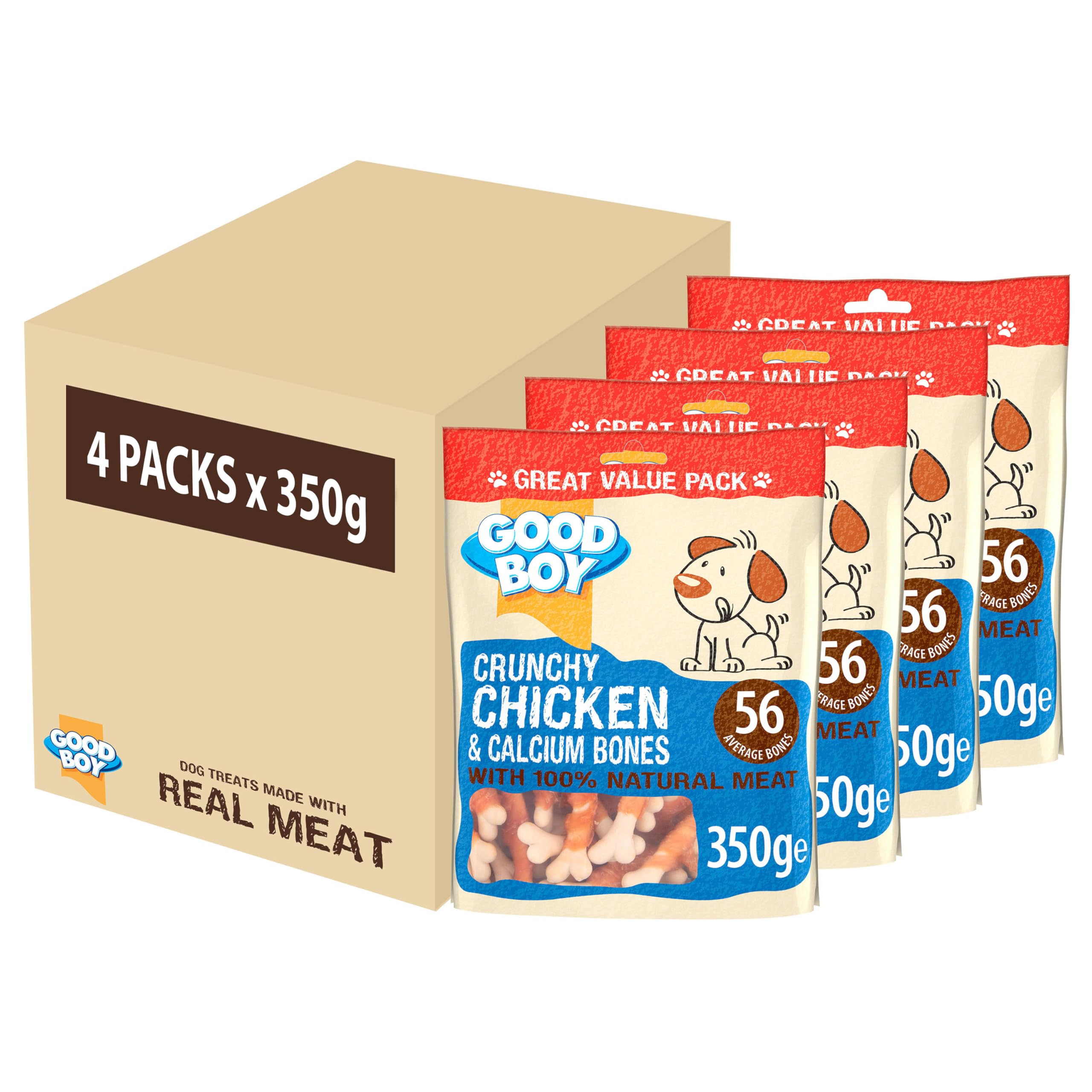 Good Boy, Chicken and Calcium Bones, Dog Treats, Made With 100% Natural Chicken Breast Meat -Low Fat Dog Training Treats