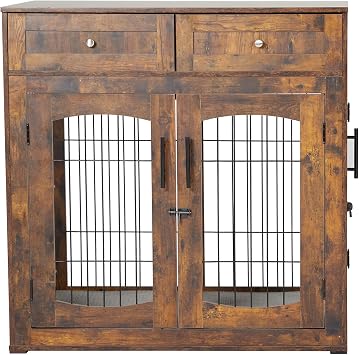 Dog Crate Furniture,Wooden Dog Crate End Table,39.43 Inch Dog Kennel with Drawers,Heavy Duty Dog Crate Indoor for Large Medium Small Dog