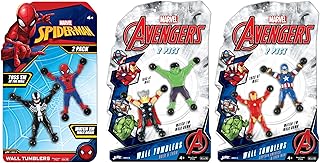 Spiderman & Avengers Window Crawler Wall Climbers Rolling Sticky Toys (3 Pack, 6 Heroes) Marvel Avengers Superheroes Fidget Toy Wall Walker Climber Wacky Party Games Pinata Toys ABC-6803-3
