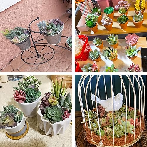 Miniatura 5 de CEWOR 20 piezas de suculentas artificiales flocadas mini plantas suculentas falsas decoración de primera calidad para manualidades hogar pared