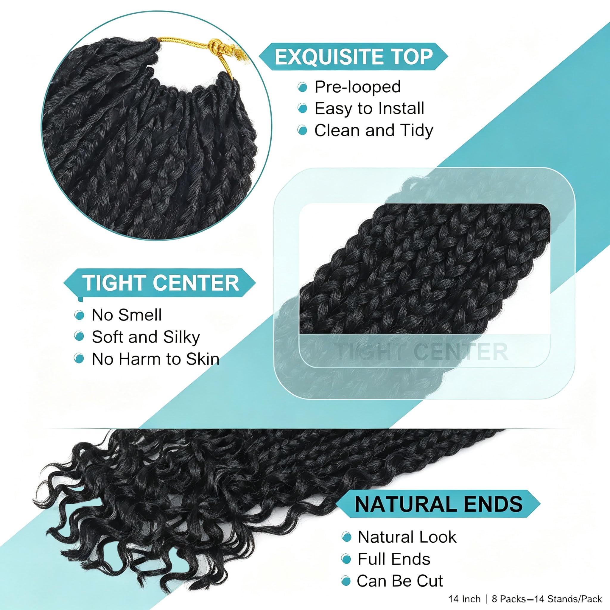 Goddess Box Braids Crochet Hair - Pre-Looped Curly Ends