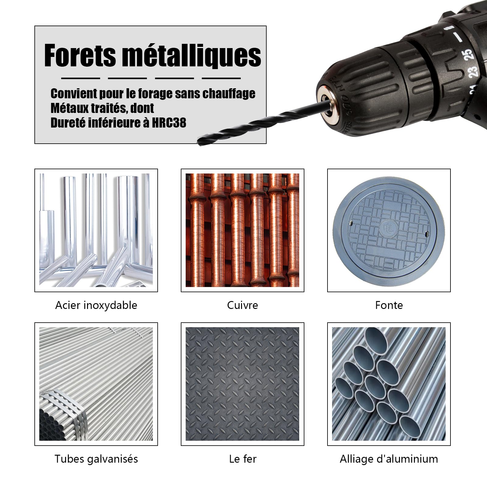 Forets hélicoïdaux HSS M35 4,0 mm Lot de 10 - Acier rapide pour aciers, fonte et métaux