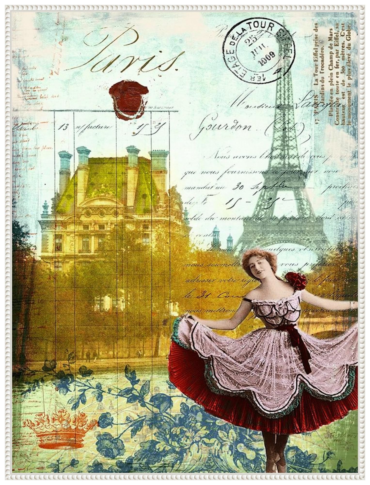 Amanti Art Framed Canvas Wall Art Print (32x42) Femme Paris I by Sandy Lloyd Float Framed Canvas Art for Wall Decor, Living Room, Bedroom, Bathroom, Kitchen, Office or Business Artwork from WI, USA