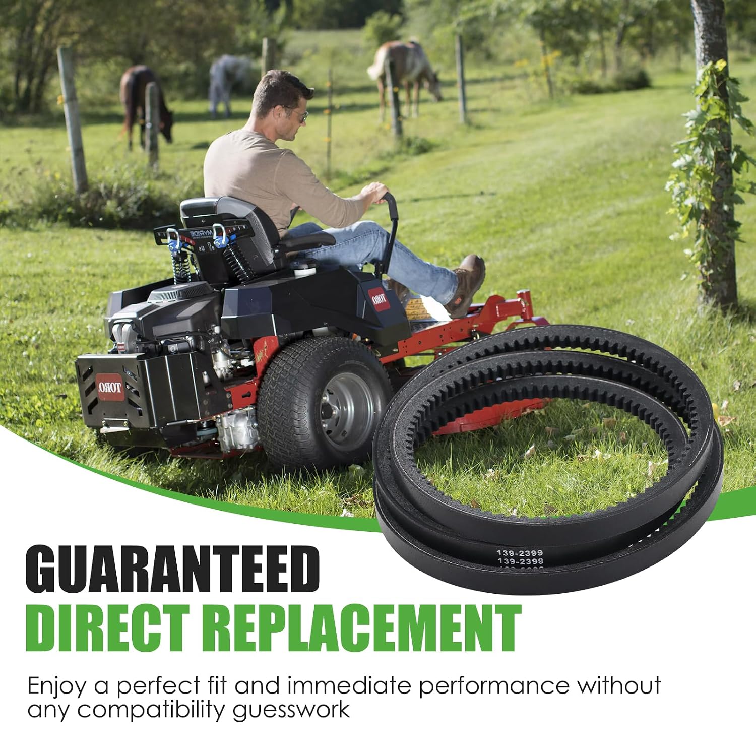 139-2399 Mower Deck Belt, Traction Drive Cogged Belt Fit for Toro TimeCutter & Exmark Quest 74683 74685 74687 74690 74691QZE725GKC42200 QZE725GKC50200 Lawn Mowers