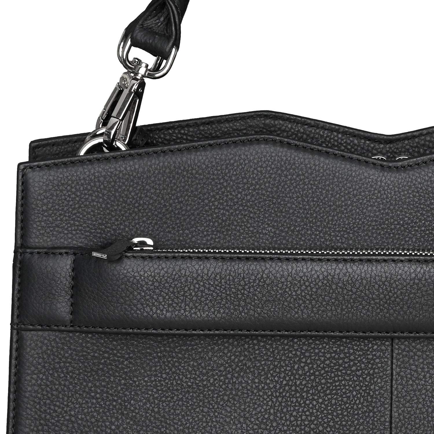 Socha Laptoptasche Damen/Schultertasche Frauen/Designertasche mit Tragegurt - Elegant - Leder - Diamond Edition - 14 Zoll Schwarz
