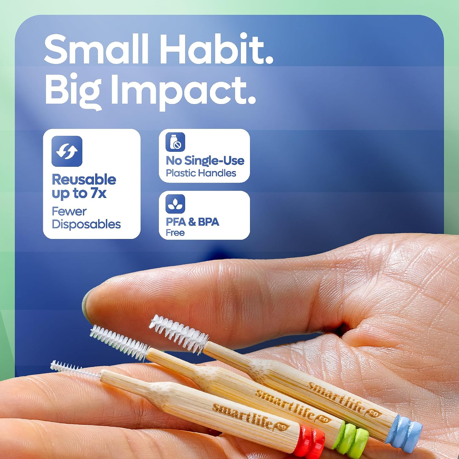 SmartLifeco Bamboo Interdental Brushes (10 Count) - Eco-Friendly Reusable Dental Picks, Flexible Soft Bristles, Superior Gum & Teeth Cleaning, Toothpicks for Braces, PikStik - Regular image 4