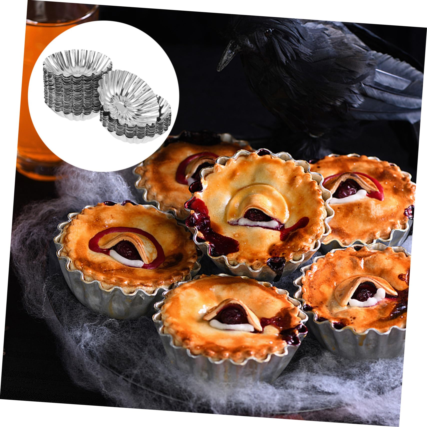 Ipetboom 50 Stück Edelstahl Tarteformen mit Hebeboden Praktisches Backzubehör für Cupcakes und Desserts für Bäckerei und Kuchenliebhaber
