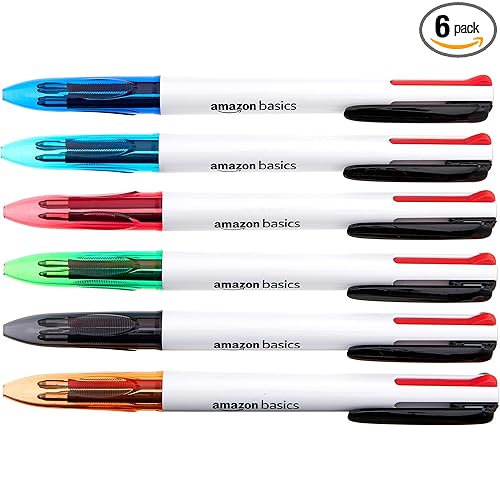 6Pack Amazon Basics 4 Color Retractable Ballpoint Pen only 3.04
