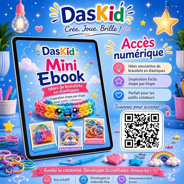 Foto 3 de 6 de DasKid Kit de más de 17,000 bandas de telar, 32 bandas de telar vibrantes, incluye tablero de telar