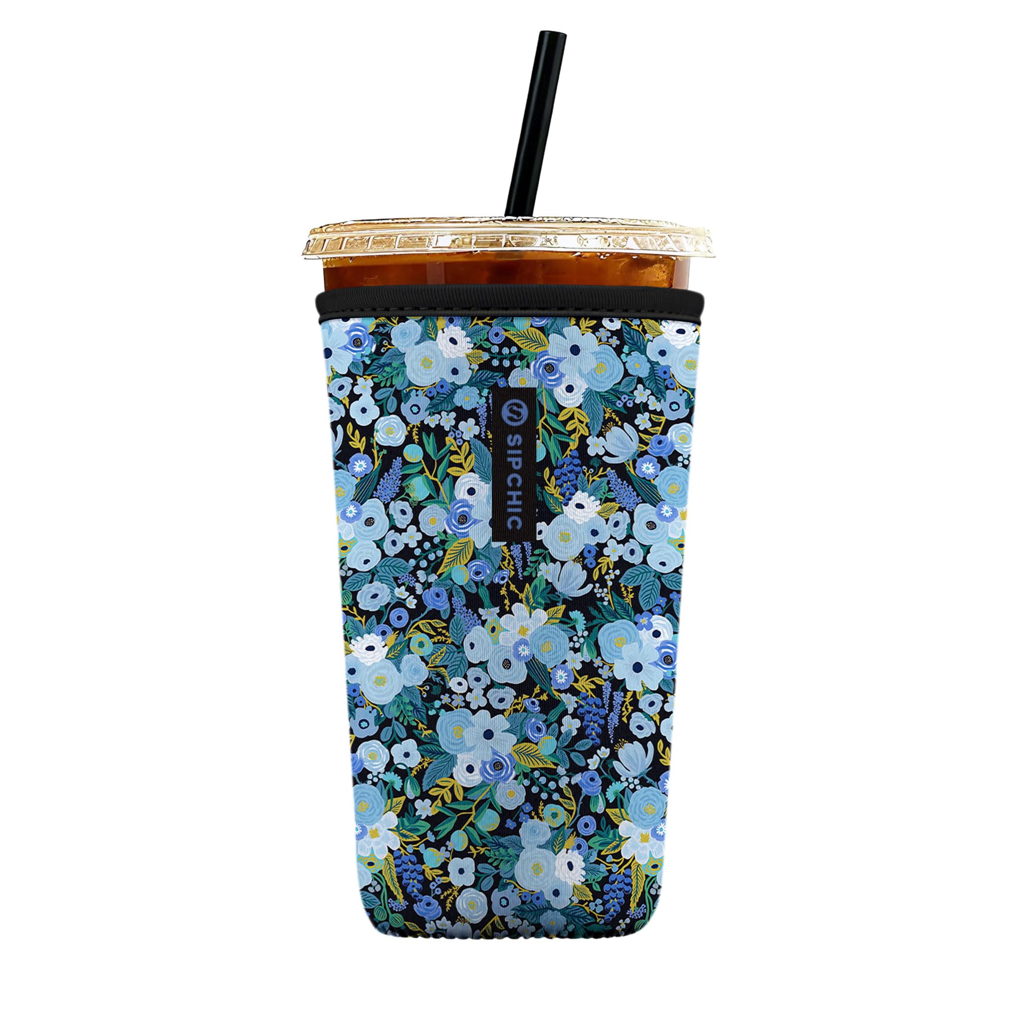 Iced Coffee Sleeve – Neoprene Reusable Cup Sleeves for Drinks, Insulated Drink Sleeves to Keep Hands Dry &amp; Drinks Cold, Stylish &amp; Durable Coffee Sleeves (Frosted Bloom, Large: 30-32oz)