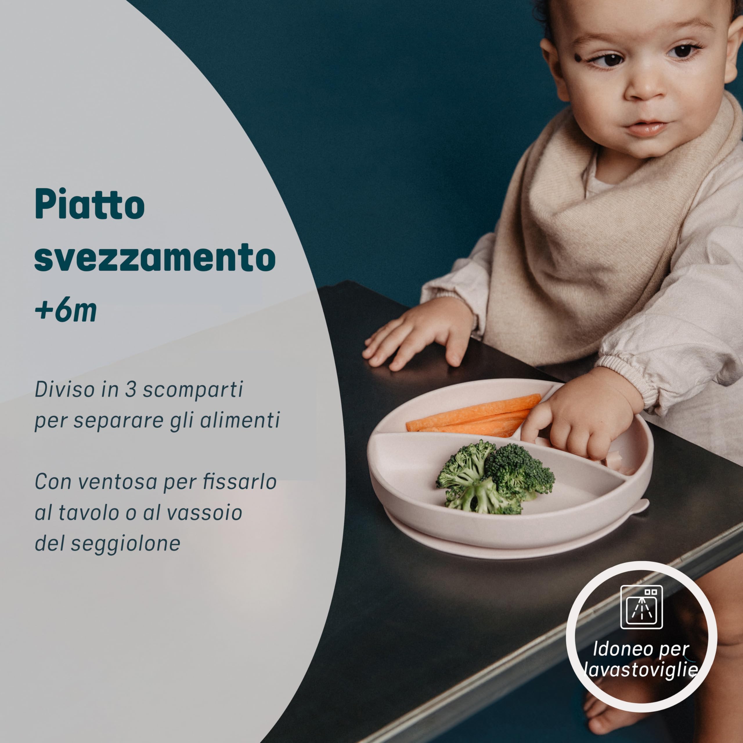 Suavinex, Talerz z przyssawką, silikonowy talerz z przegrodami, płyta zapobiegająca przewróceniu, do uzupełniającego zasilania, można myć w zmywarce i kuchence mikrofalowej, +6 miesięcy, różowy