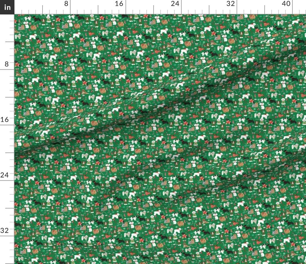 Spoonflower Fabric - Christmas Dogs Cute Candy Canes Presents Dog Breeds Pets Corgi Poodles Printed on Petal Signature Cotton Fabric by The Yard - Sewing Quilting Apparel Crafts Decor