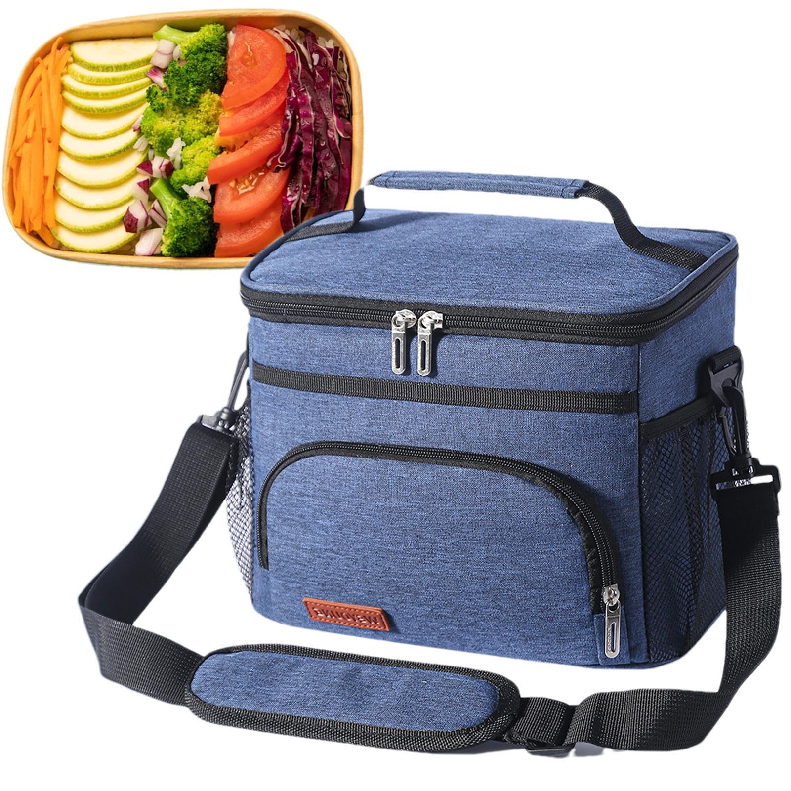 Sac à Déjeuner Réutilisable Pour Adolescents, Femmes, Hommes, Double Compartiment, Sac à Déjeuner Isotherme Avec Bandoulière Réglable Pour L'école, Le