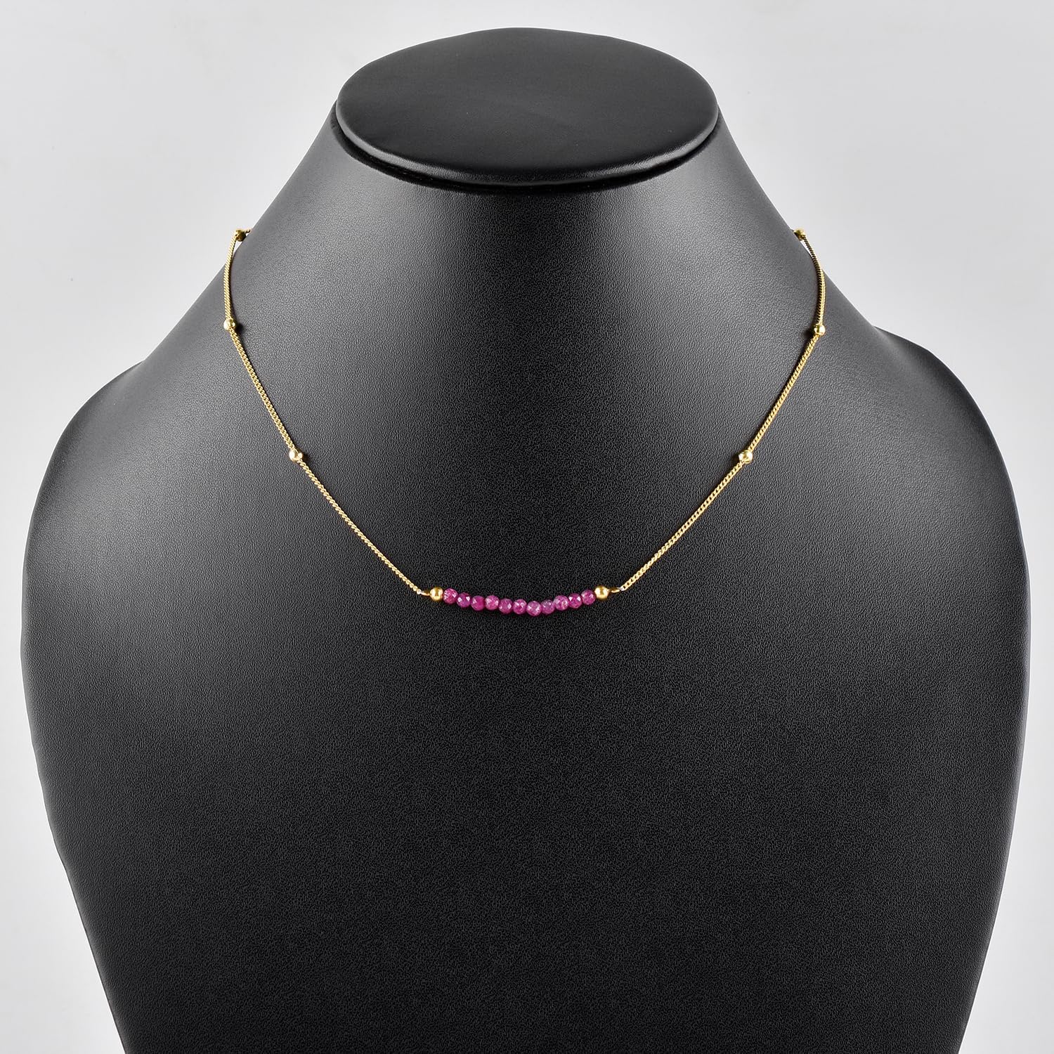 InfinityGemsArt Gemstone Jewelry Gold Necklace For Women Satellite Beaded January Birthstone Natural Gemstones 18K Gold Plated Adjustable Chain Birthday Gifts