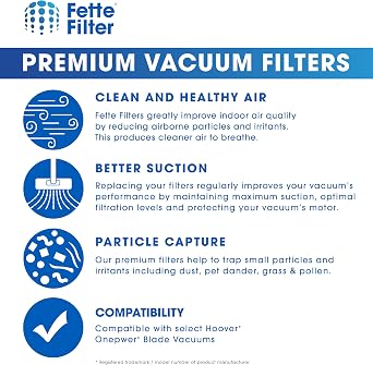 Fette Filter - AH85300 Vacuum Filter Replacements Compatible with Hoover ONEPWR Blade Vacuums BH53357VE, BH53310V, BH53352V, BH53353V, BH53354V, BH53350 Part # AH85300 - Pack of 4