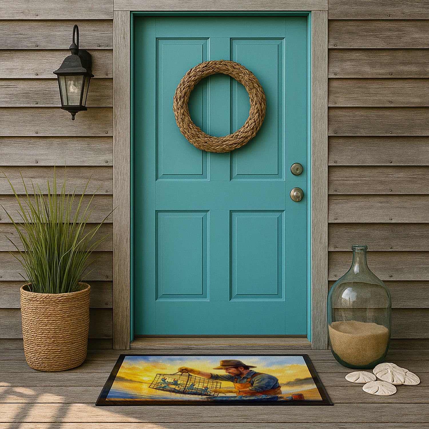 Caroline's Treasures Crabbin Doormat Front Door Mat Indoor Outdoor Rugs for Entryway, Non Slip Washable Low Pile, 24H X 36W