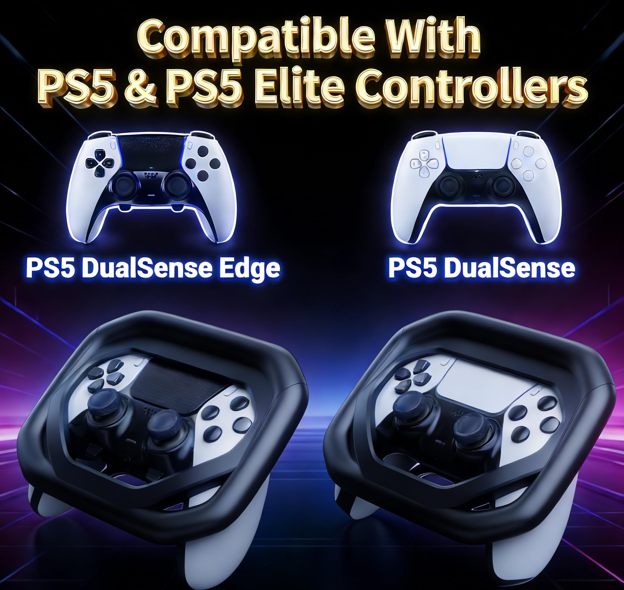 Supporto per volante da corsa per PS5/PS5 Elite, supporto per volante con 4 ventose da tavolo per controller PlayStation 5 Dualsense, più robusto e affidabile per corse immersive