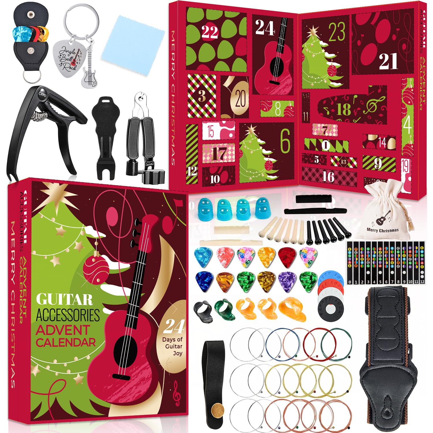 Guitar Advent Calendar 2026 Adults Teens, 24-Day Guitar Countdown Gift Set