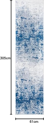 Miniatura 151 de SAFAVIEH Brentwood Collection - Alfombra de área de 9 x 12 pies, gris claro y azul, diseño abstracto moderno, no desprende pelusa y de fácil azul