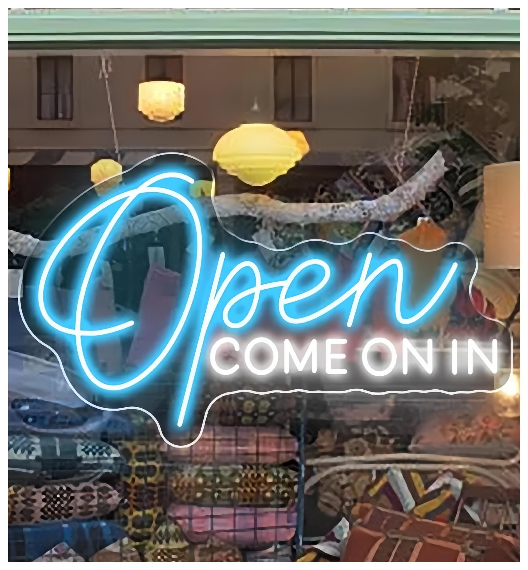 Sign Lamp Open Come On in Neon Sign for Restaurant Bar Shop Store Welcome 50cm(E)