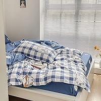 Vista 3 de LAMEJOR Juego de funda de edredón tamaño individual con bonito diseño de cuadros/cachorro (1 funda de edredón + 2 fundas de almohada)
