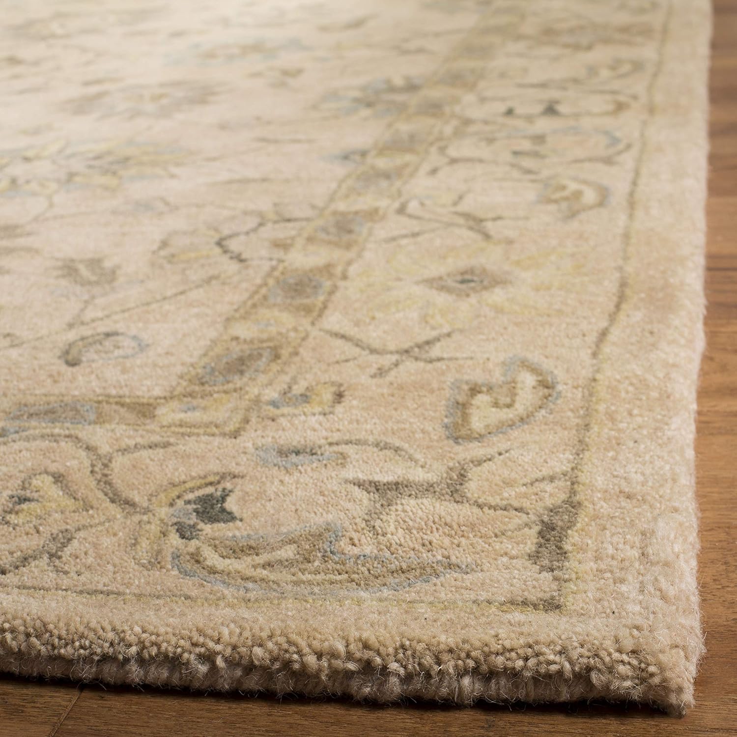 SAFAVIEH Anatolia Collection Runner Rug - 2'3" x 12', Taupe & Blue, Handmade Traditional Oriental Wool, Ideal for High Traffic Areas in Living Room, Bedroom (AN572A)
