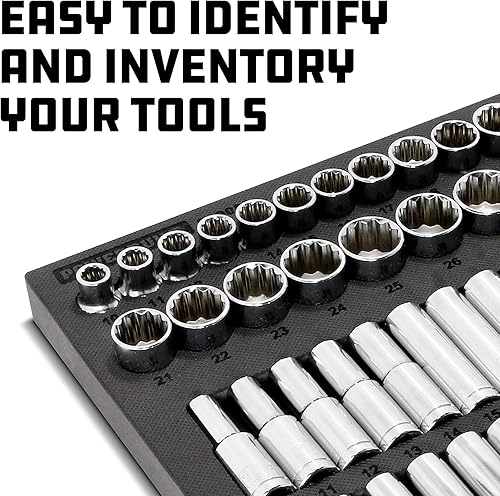 Miniatura 5 de Powerbuilt Master Socket 949006 - Juego de 69 piezas, 12 unidad, SAE y métrica, 6 y 12 puntos, enchufes profundos, barras de extensión, trinquete -