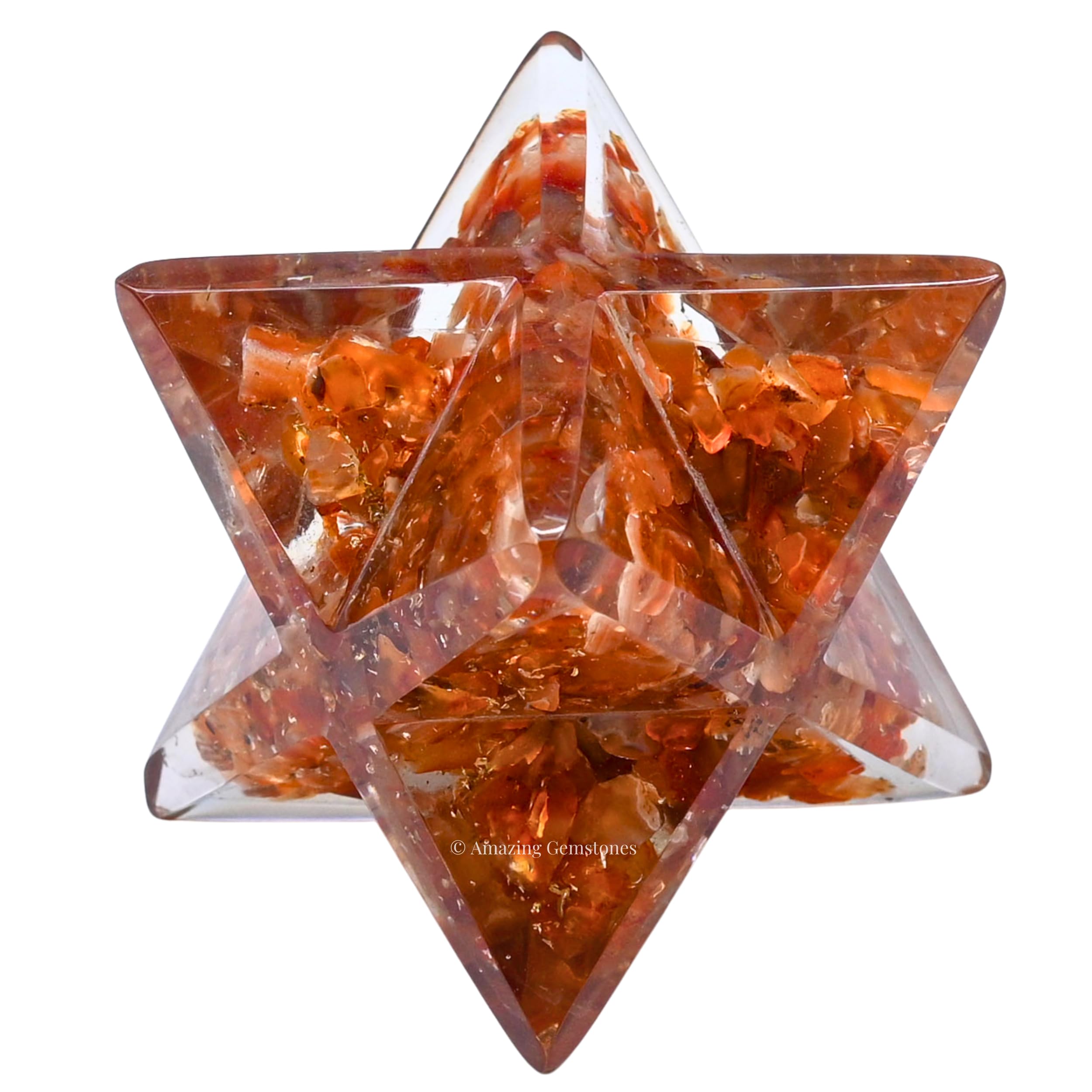 Amazing Gemstone 1 Pcs Carnelian Large Crystal Orgone Merkaba Star for Reiki Healing Meditation and Crystal Grid
